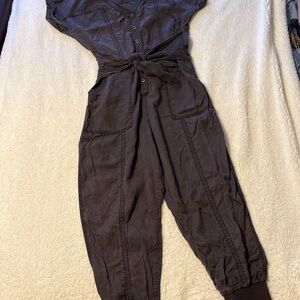 Anthropologie Utility Jogger 14 Jumpsuit  gray Tencel Cargo